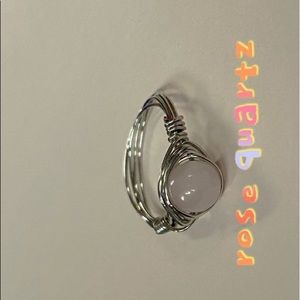 rose quartz & maroon beaded rings